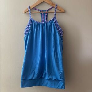 Ivivva Blue Tank Top with Pink Stripes size 12 girls